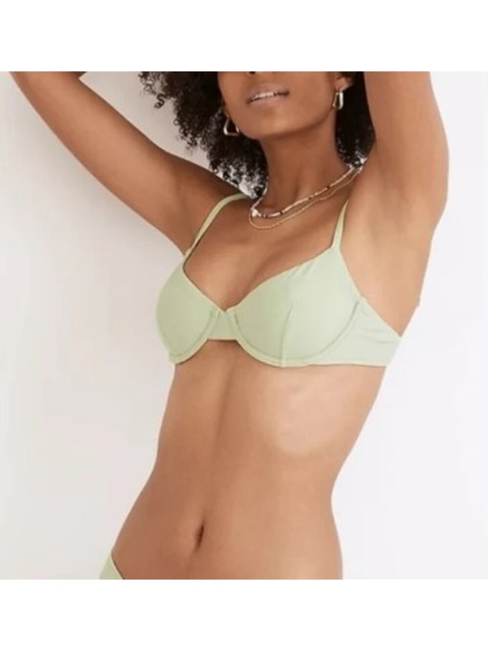 Madewell Green Underwire Bikini Top Swimwear Adjustable Straps No Padding Sz XL